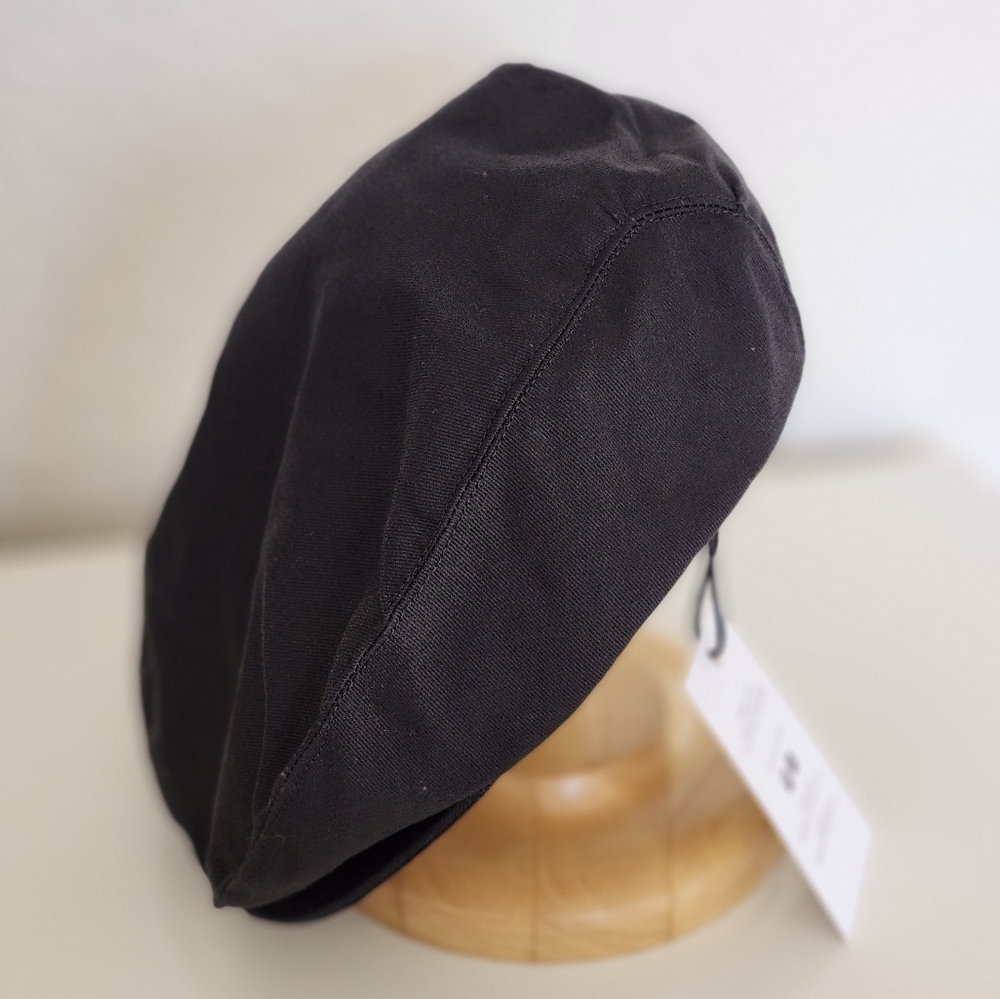 Handmade Classic Black Twill Cap with Gold Stitching